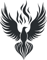 Fototapeta premium Silhouette of a mythical phoenix bird with fiery wings, symbolizing rebirth and renewal.