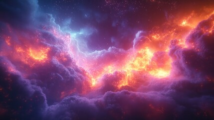 Naklejka premium Cosmic Energy Explosion Abstract Art Vibrant Neon Colors Dynamic Composition Futuristic Background