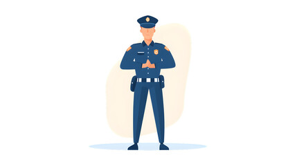 Uniformed Officer Standing with Hands Folded Security Guard Illustration Law Enforcement Icon
