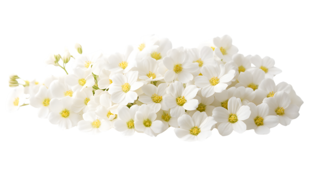 Blooming Fresh White Yarrow Flowers - Isolated White Background Photography