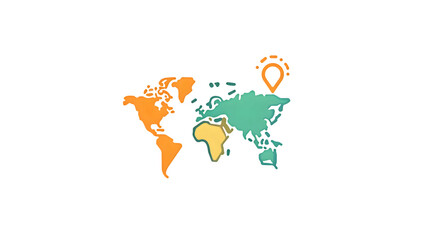 Fototapeta premium World Map with Location Pin Highlighting Global Connectivity and Travel Destinations