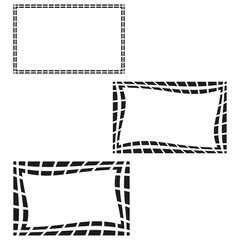 Rectangle line frame. Grid mesh symbol. Distorted outline shapes. Vector border glitch.