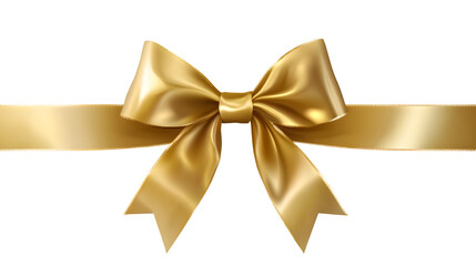 Luxurious Golden Bow Ribbon on Transparent Background for Elegant Decorations