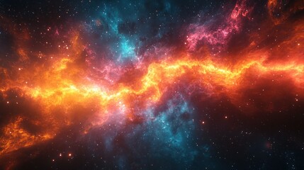 Fototapeta premium Cosmic Explosion of Multicolored Lights with Radiant Energy Beams in Dark Space