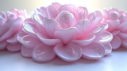 Obraz premium Glossy Pink Artificial Flowers Close Up