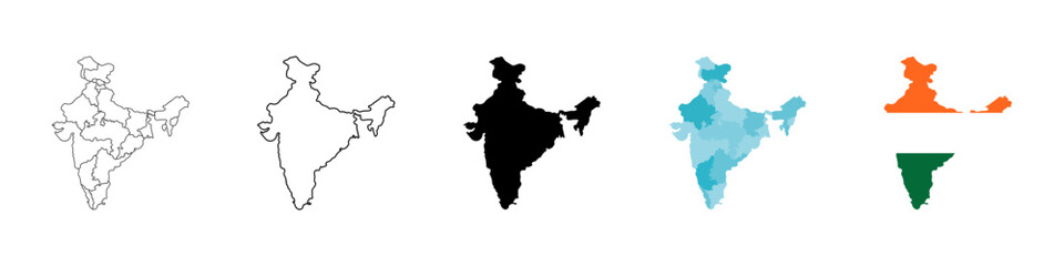 India map border icon. India border country icons collection. Vector elements