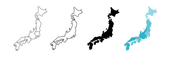 Japan map border icon. Japan border country icons collection. Vector elements