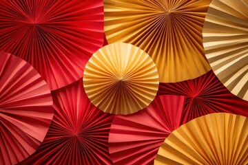 Festive paper circles in vibrant red and gold