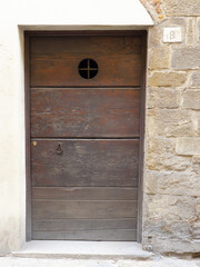 wooden windos frames in traditional handmade tradition in Arezzo, Italy