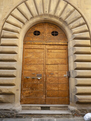 wooden windos frames in traditional handmade tradition in Arezzo, Italy