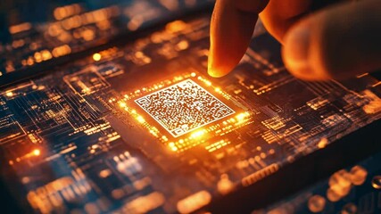 A closeup of a hand holding a secure digital certificate displayed on a tablet featuring intricate blockchain graphics in the background. The certificate is highlighted with a unique