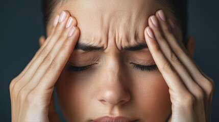 Naklejka premium Woman with stress and anxiety feeling pain in head