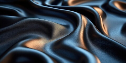 Obraz premium Luxurious Black Silk Fabric Waves Smooth Satin Background Elegant Minimalistic Design