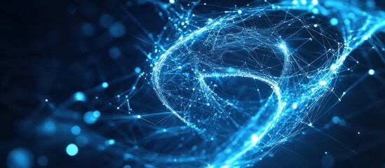 Abstract Blue Network: Digital Connectivity and Global Data Flow