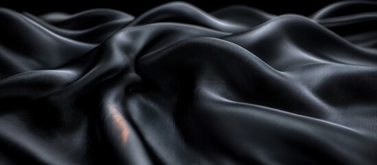 Obraz premium Abstract Black Silk Waves Background Elegant Satin Ripple Texture Minimalistic Design
