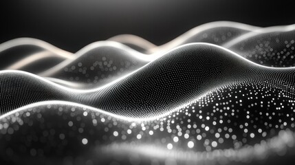 Obraz premium Abstract Monochromatic Dot Texture Wave Background with Ambient Light