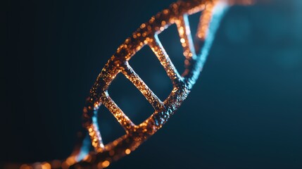 Detailed close-up of dna helix structure at night