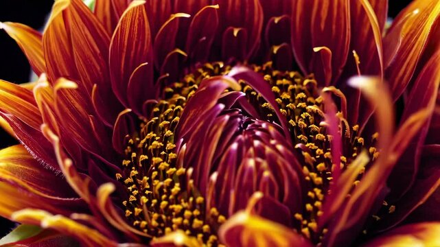 Timelapse of vibrant chrysanthemum blooming: from bud to full open blossom