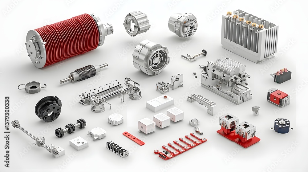 Poster a collection of various electrical components and parts used in high voltage current transformers ar