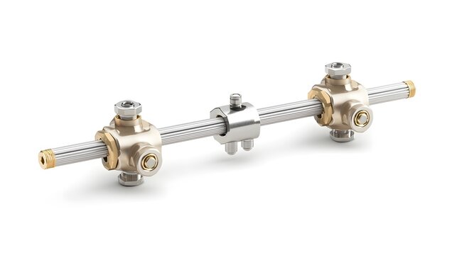A metal clamp used to securely attach a grounding rod for electrical safety and lightning protection