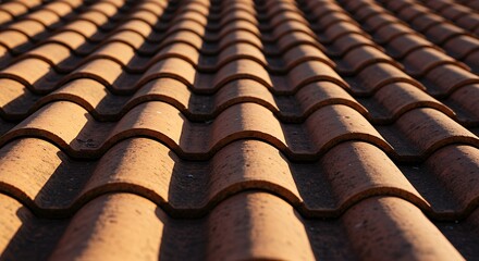 Close-up of a terracotta tile roof.