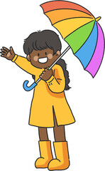 우산을쓴 여자아이