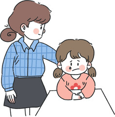 눈물흘리는아이를 위로하는 선생님