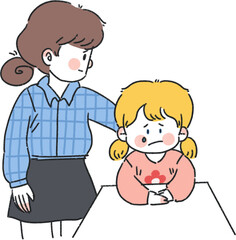 눈물흘리는아이를 위로하는 선생님