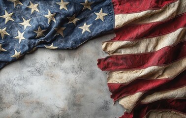 American Flag Tribute for Memorial Day and Independence Day Celebration on Concrete Backdrop