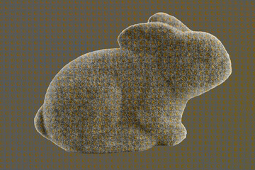 Tweed  gold brown bunny sample is for Easter or  use as fuzzy animal print on fabric. Small square background with muted dots squares geometrics.