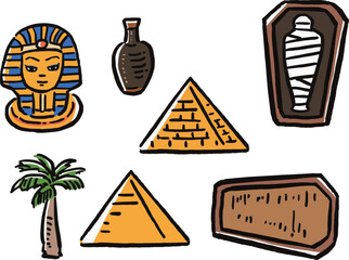 エジプト　ゆるいイラストセット