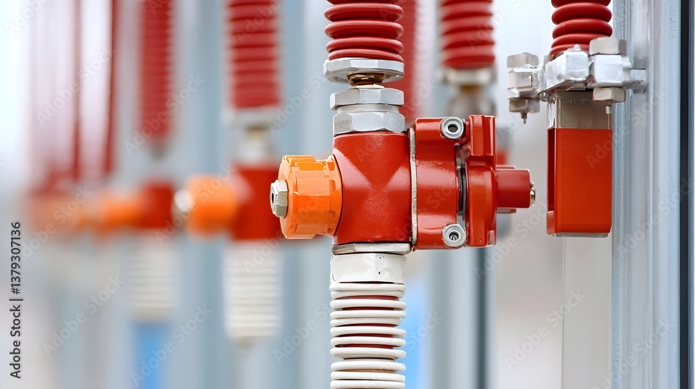 Poster detailed close up of a high voltage lightning arrester designed to protect electrical systems from v