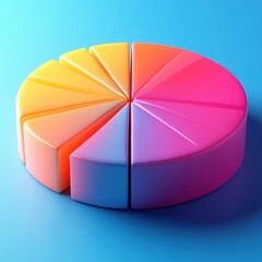 Obraz premium 3D Isometric Donut Chart with Pastel Colors and Soft Shadows for Data Visualization