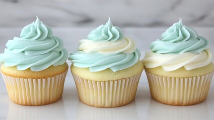 Delicate Pastel Cupcakes with Whipped Cream