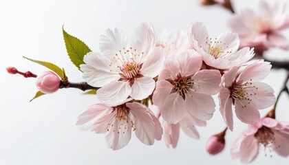Fototapeta premium A branch with light pink blooms.