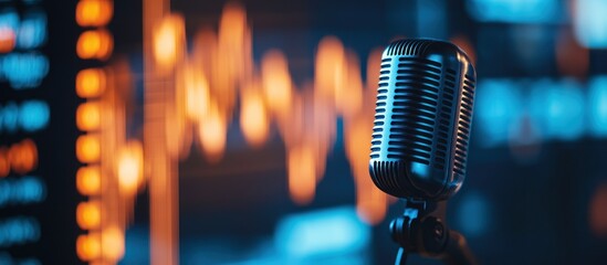 Vintage Microphone Against Financial Data