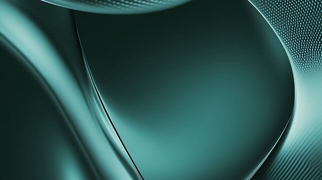 A shiny pearl green, grainy metallic texture with abstract geometric curves, featuring a clean background banner with blank space for customization..