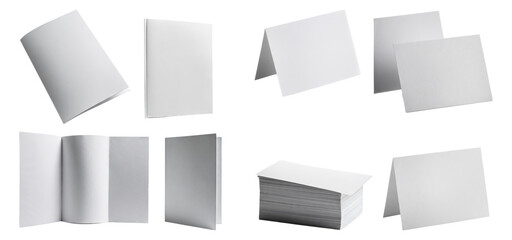 Blank White Paper Sheets and Cards for Creative Projects and Designs, Isolated on Transparent Background