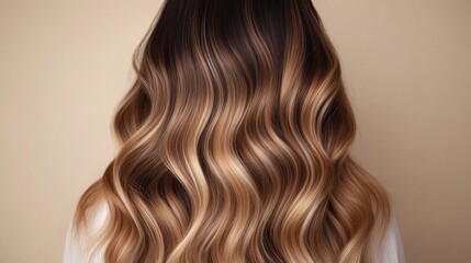 Naklejka premium Seamless Balayage from Dark Roots to Golden Blonde Waves
