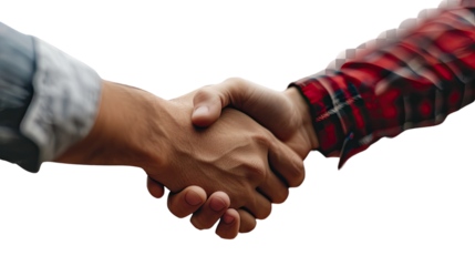 Handshake Deal: A close-up shot captures a firm handshake between two individuals, representing agreement, partnership, and cooperation in a moment of successful business deal.