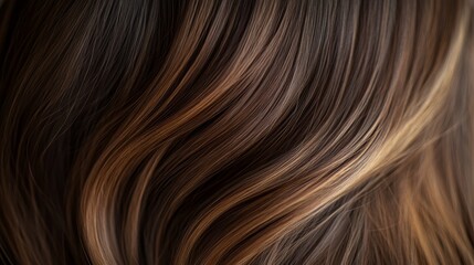 Fototapeta premium Chestnut Balayage on Sleek Long Brown Hair with Copy Space