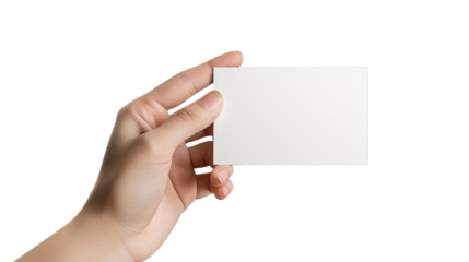 Blank Card Presentation: A person's hand delicately presents a blank card, offering a space for your message, in a clean and minimalistic visual.