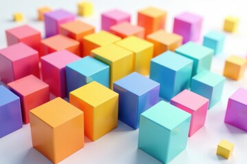 Obraz premium Colorful Cube Boxes on White Background, boxes, cube, decor