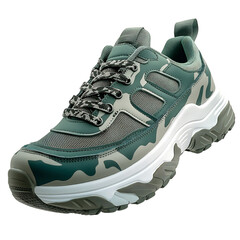 Bold Camouflage Print Sneakers with High Tech Ref Isolated on Transparent Background