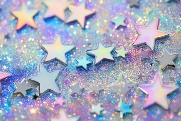 Sparkling iridescent stars