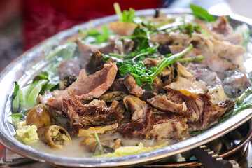Sizzling Hotpot with Tender Meat and Fresh Greens