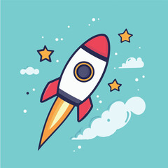 Naklejka premium cartoon rocket in space