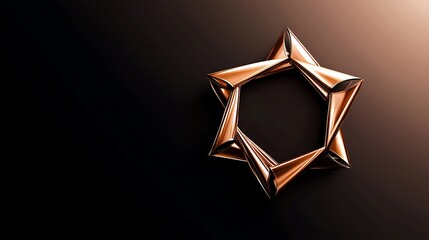 Obraz premium Abstract geometric star shape in bronze color with smooth gradients on a dark background