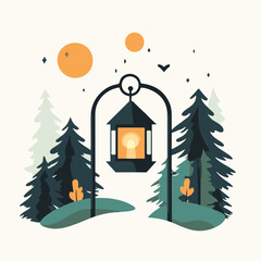 Fototapeta premium christmas tree and house