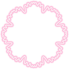 Circular vector element with an outlined structure, featuring irregular wavy points and a neon glow effect.